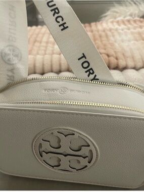 Tory Burch White Leather Logo Crossbody